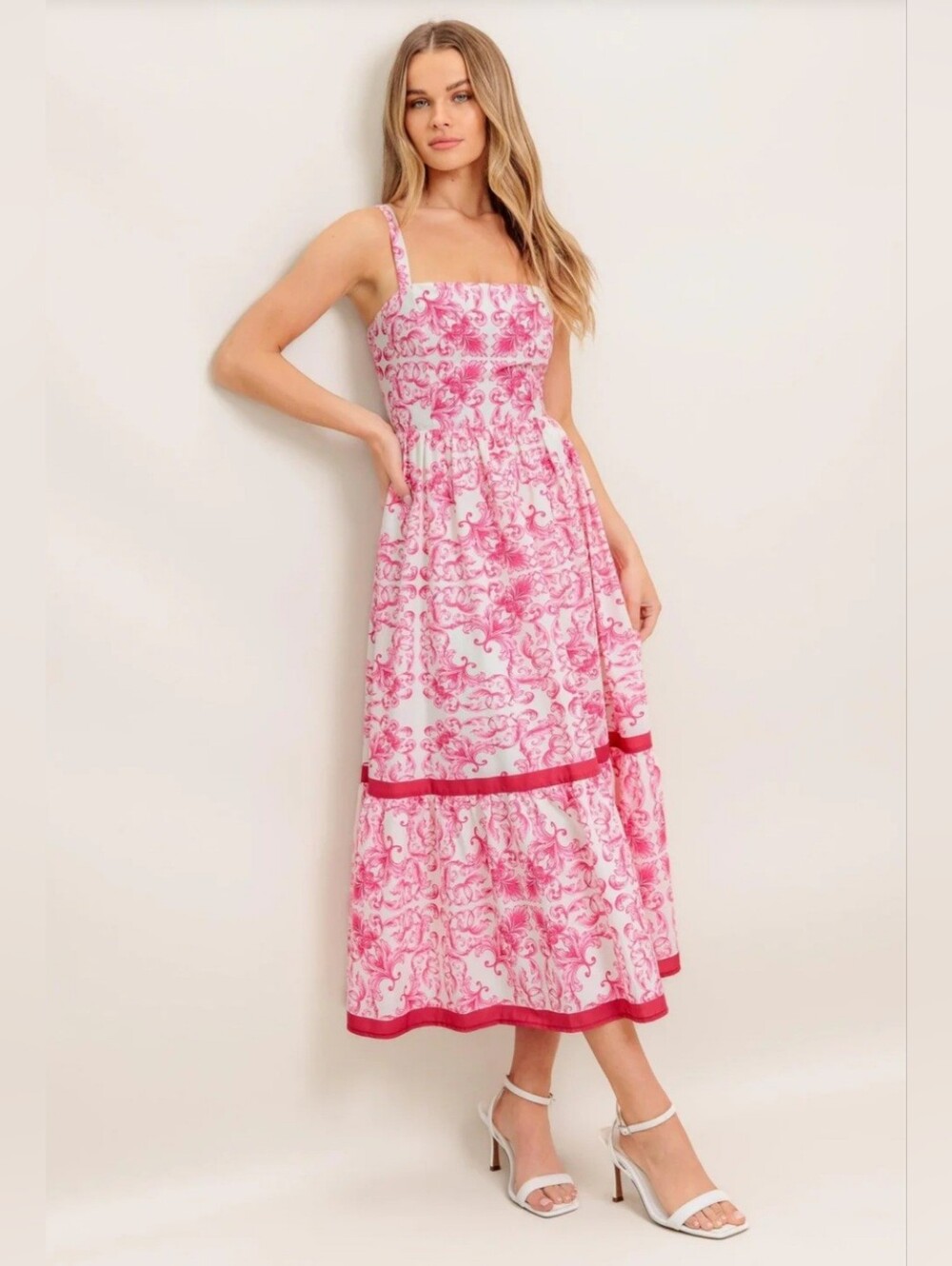 NWOT Flying Tomato Rose Garden Woven Midi Dress